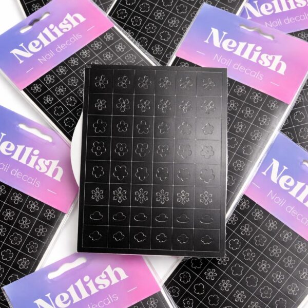 Nail art Sjabloon sticker mix bloem vlok wolk