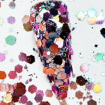 Grove glitter zilver met roze Nr.13