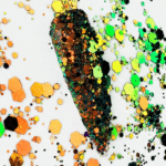 Grove glitter oranje met groen Nr.7
