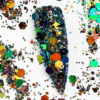 Grove glitter groen met oranje Nr.8