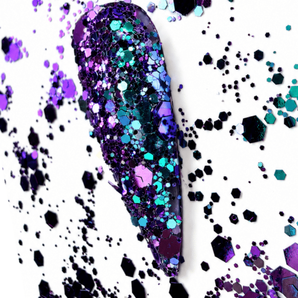 Grove glitter blauw en paars Nr.12