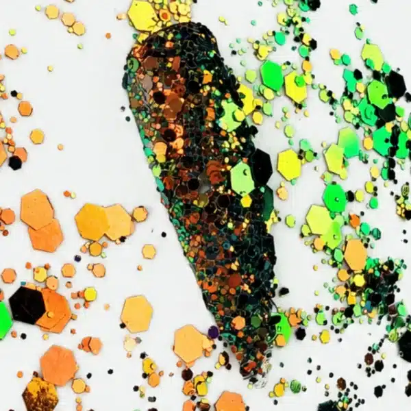 Grove glitter oranje met groen Nr. 7 – Nellish