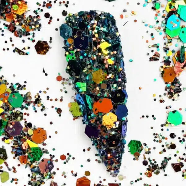 Grove glitter groen met oranje Nr. 8 – Nellish